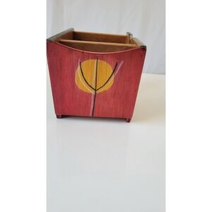 Vtg KAKADU Desk Organizer Hand Painted Mid-Century  Signed By Ruet Shahar Israel